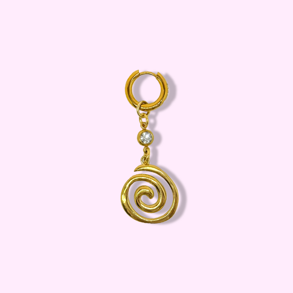 EARRING WITH SWIRL AND STONE